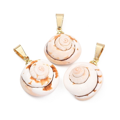 Подвески из натуральной кожи шива в виде ракушек, Подвески в форме ракушки с защелкивающимися креплениями из нержавеющей стали., papayawhip