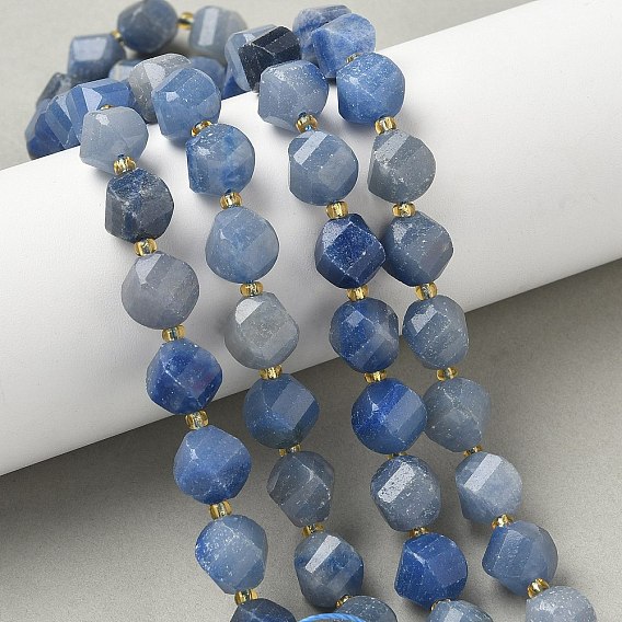 Природные голубые авантюрин бисером пряди, граненые, твист, с бисером, окрашенная и подогревом