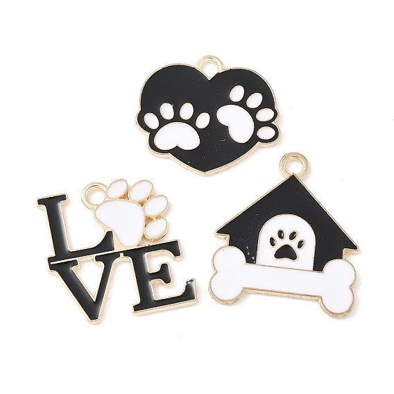 Подвески с отпечатками лап из эмали и сплава, золотой свет