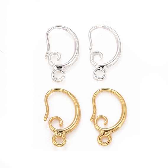 Rack Plating Eco-friendly Brass Earring Hooks, with Horizontal Loop, Lead Free & Cadmium Free