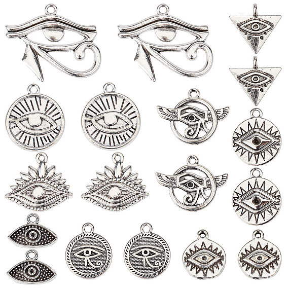 72шт 9 стиль тибетский стиль сплав эмалированные подвески, с кристально горный хрусталь, без кадмия и без свинца, глаз