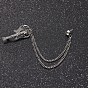 British Style Alloy Crystal Rhinestone Hanging Chain Brooch