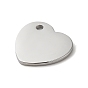 304 Stainless Steel Pendants, Stamping Blank Tag, Heart Charm