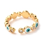 Evil Eye Golden Enamel Cuff Rings for Women, Brass Micro Pave Clear Cubic Zirconia Open Rings