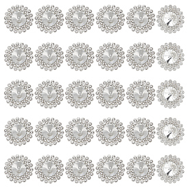 30 шт. пуговицы со стразами из сплава, 1-луночное, плоско-круглые