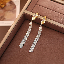 Brass & Cubic Zirconia Stud Earrings, Nuggets, Tassel Earrings