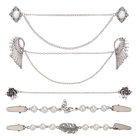 5 шт. 5 стили зажимы для кардигана из сплава, с абс пластмассовыми жемчужными бисером, зажимы воротника свитера, разнообразные