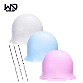 Punched Silicone Highlight Hair Cap, with Crochet Hook, Dyeing Staining Tools for Women Men