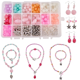 SUNNYCLUE DIY Jewelry Set Making, Acrylic Beads, Glass Beads, Tibetan Style Spacer Beads and Pendant, Tibetan Style Alloy Rhombus Toggle Clasps