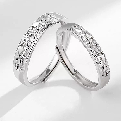 Регулируемые кольца для пальцев из латуни с узором Пи Сю для пары