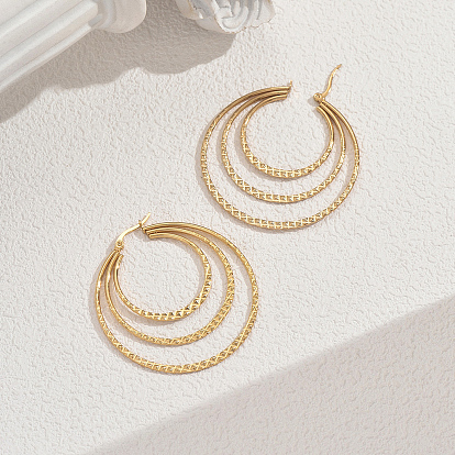 Тройные серьги-кольца из нержавеющей стали