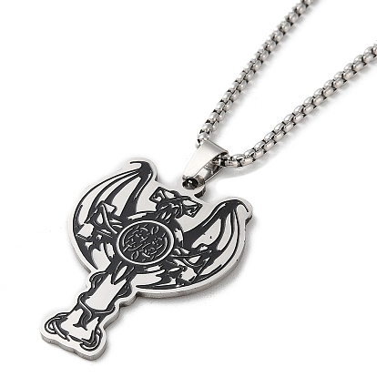 Cross Pendant Necklaces, with EnameL, 201 Stainless Steel Box Chain Necklaces