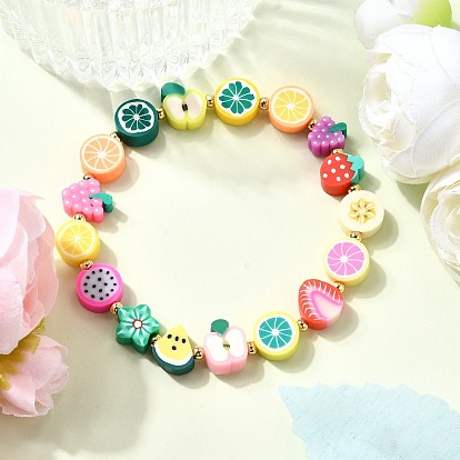 Браслеты из полимерной глины ручной работы с фруктовой тематикой и бусинами для женщин