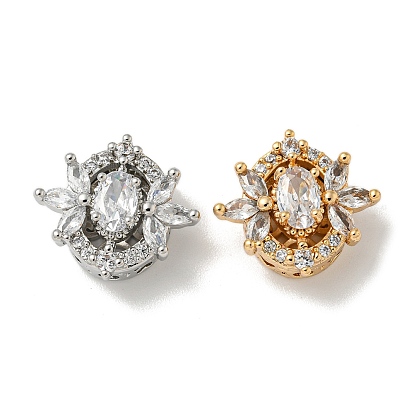 Латунные микро проложить кубического циркония бусы, без кадмия, без никеля и без свинца, овальные