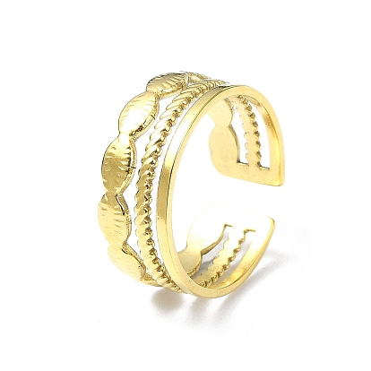 Ion Plating(IP) 304 Stainless Steel Open Cuff Ring, Oval Wide Band Rings