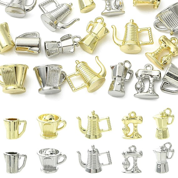 20 шт 10 стили подвески из сплава, Брелоки в виде мока-кофеварки/чашки/кофемашины