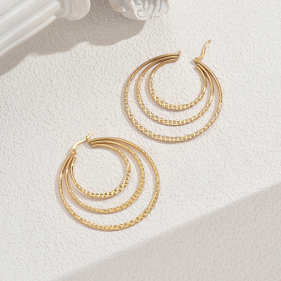 Тройные серьги-кольца из нержавеющей стали