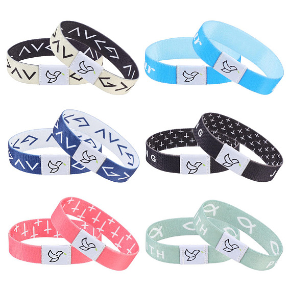 12Pcs 6 Colors Polyester Cord Bracelets for Women Men, Mixed Shapes