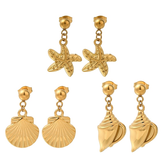 304 из нержавеющей стали болтаться серьги, реальный 18 k позолоченный