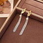 Brass & Cubic Zirconia Stud Earrings, Nuggets, Tassel Earrings