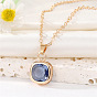 Stylish Crystal Geometric Necklace with Square Diamonds and French Gold Trim
