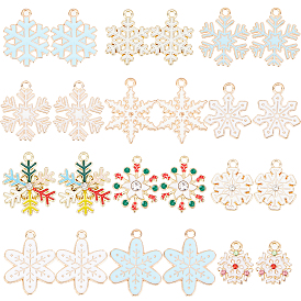 48шт 12 стиль рождественские подвески из сплава эмали, со стразами, снежинка