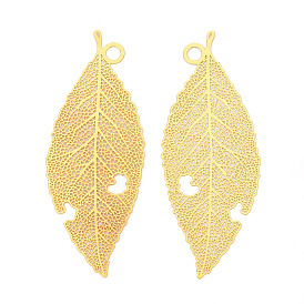 Латунные филигранные большие подвески, лист, гравированные металлические украшения
