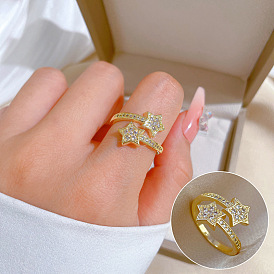 Fashion Micro-inlaid Luxury Ring Index Finger Ring Same Style Cold Wind