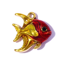304 подвески из нержавеющей стали, с эмалью, рыбы прелести, зеркальная полировка, ионное покрытие (ip), реальный 18 k позолоченный