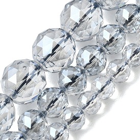 Electroplated Natural Quartz Crystal Beads Strands, Faceted, Round