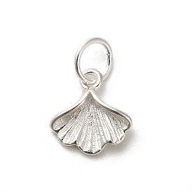 925 Sterling Silver Pendants, Gingko Leaf Charms, with Jump Rings and S925 Stamp