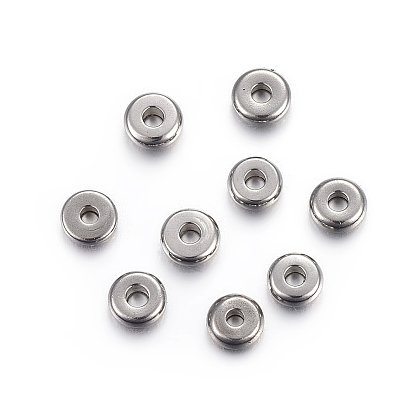 304 Acier inoxydable perles d'espacement, Plat rond / disque