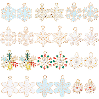 48шт 12 стиль рождественские подвески из сплава эмали, со стразами, снежинка