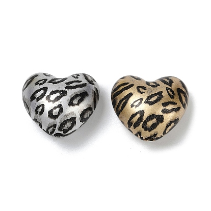 Окрашенные акриловые бусины , леопардовый принт в виде сердца