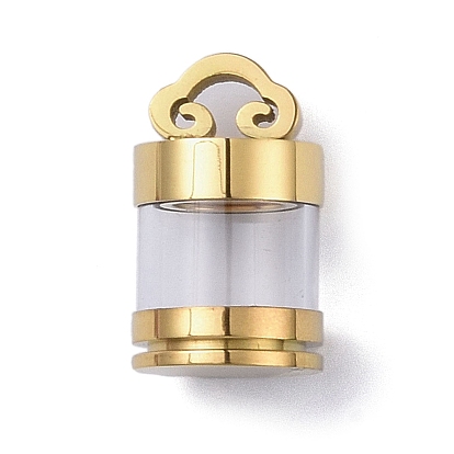 304 Stainless Steel Pendants, with Glass, Column