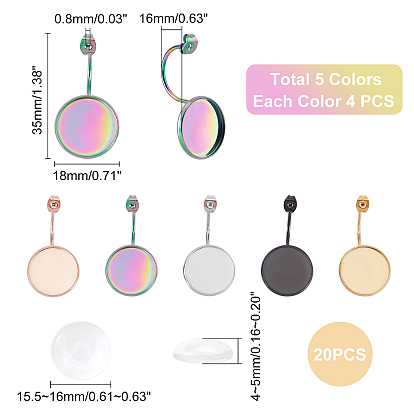 Unicraftale DIY Earring Making Kits, Including Flat Round 304 Stainless Steel Ear Nuts and Transparent Glass Cabochons