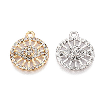 Подвески из сплава и страза, плоский круглый и сглаз, без свинца и без кадмия