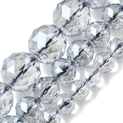 Electroplated Natural Quartz Crystal Beads Strands, Faceted, Round