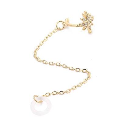 Bluetooth Headphones Holder, Anti-Lost Strap, Brass Micro Pave Clear Cubic Zirconia Ear Cuff Findings