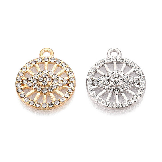 Подвески из сплава и страза, плоский круглый и сглаз, без свинца и без кадмия