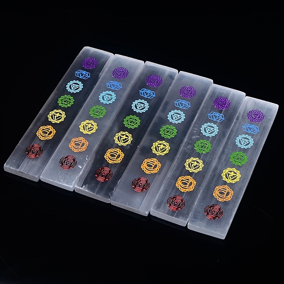 Чакра натуральная гипсовая скульптура витрина украшения, для медитации рейки балансировка силы викка, прямоугольные