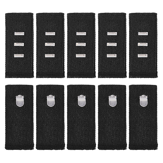 10шт. хлопковый регулируемый удлинитель талии для джинсов, швейные застежки для аксессуаров к одежде, фурнитура из нержавеющей стали , прямоугольные