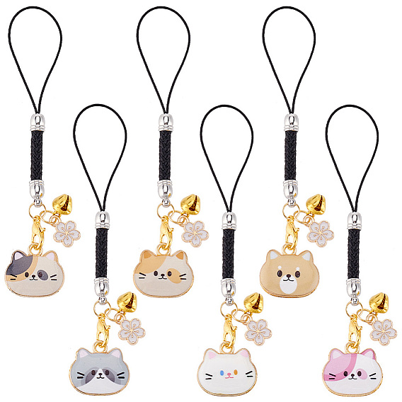 Подвеска из сплава с эмалью в форме кошки, украшения, подвесные украшения из нейлонового шнура