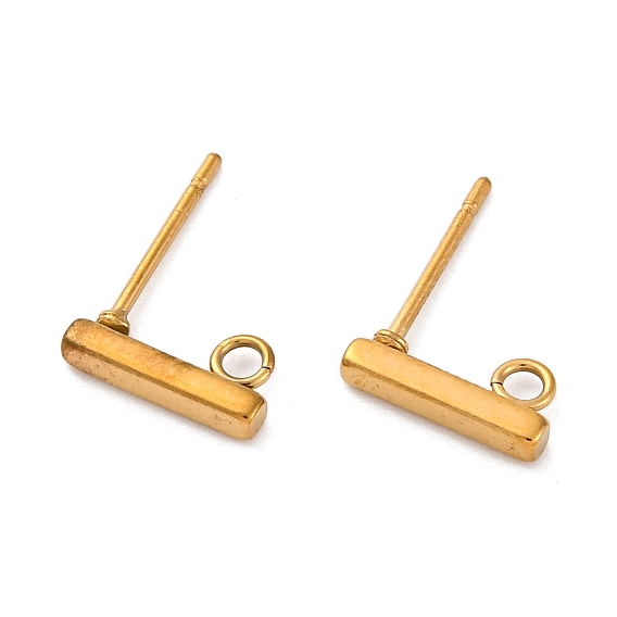 Ионное покрытие (ip) 316 детали серьги-гвоздики из нержавеющей стали, с петлей и 316 хирургическим стержнем из нержавеющей стали, прямоугольные