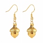 Tibetan Style Alloy Acorn Dangle Earrings, with Iron Earring Hooks