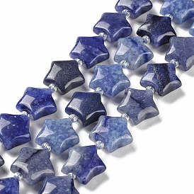 Naturelles bleu perles aventurine brins, avec des perles de rocaille, étoile soufflée