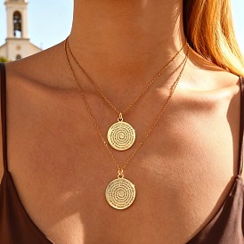 304 Collares con colgante de moneda de yoga de acero inoxidable para mujer