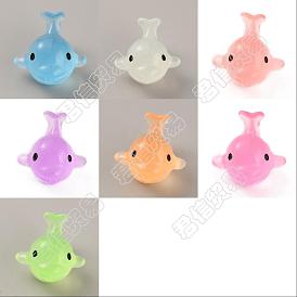 56Pcs 7 Colors Luminous Resin Display Decoration, Glow in the Dark Ornaments, Dolphin