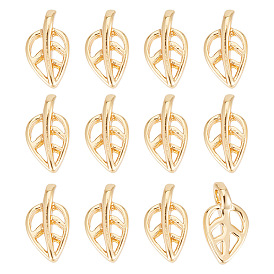 60 шт. Латунные подвески, реальный 18 k позолоченный, лист