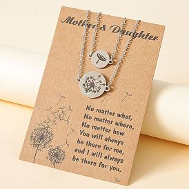 Ожерелье ко Дню матери из нержавеющей стали с гравировкой одуванчика для соединения родителей и детей